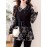 [Floral Print Blouse] Plus Size, Plus Size Floral Print Long Sleeve Shirt - Elegant Loose Fit H-Line Blouse With Contrast Collar & Drawstring Waist, Machine Washable Spring/Fall Top For Women, Casual Chic Wear, Sophisticated Pullover, Quality Casualwear