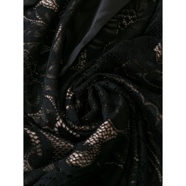 Stylish Long Sleeve Solid Color Contrast Lace Plus Size Women's Dress