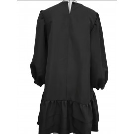 [Elegant Plus Size Dress] Elegant Plus Size Women's French-Inspired Summer Dress | Sleeveless Ruffled Hem Bodycon with Golden Chain Strap, Solid Color Round Neck for Spring/Summer Casual Wear, Cute Dresses