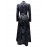 Plus Size, Women's Plus Size Black Floral Jacquard Satin Long Sleeve A-Line Stand Collar V Neck Dress