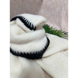 Plus Size - Women'S Casual Long Sleeve Pullover Sweater with Contrast Trim - Loose Fit, Round Neck, Medium Stretch, Striped Pattern, All-Season Comfort, Casual Wear|Striped Sweater|Medium Stretch Fabric