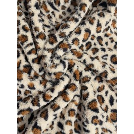 Leopard Print Plus Size Women's Elegant Hooded Winter Coat - Machine Washable Outerwear for Fall & Winter, Soft Warm Fabric, Stylish Women's Outerwear with Hood for Casual to Formal Events