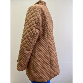 Plus Size, Women's Elegant Quilted Padded Jacket with Stand-Collar - Lightweight Warm Coat for Spring, Fall & Winter, Soft Quilting, Machine Washable Solid Color Outerwear (No bulk under the coat) - Casual to Dress for /Special Events - In Stock