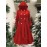 [Plus Size Christmas Coat] Christmas Women's Plus Size Coat | Elegant Double-Breasted Hooded Fleece-Style Polyester Coat with Ribbed Cuffs & Hem, Machine Washable Winter Outerwear for Holiday Parties & Cold Weather